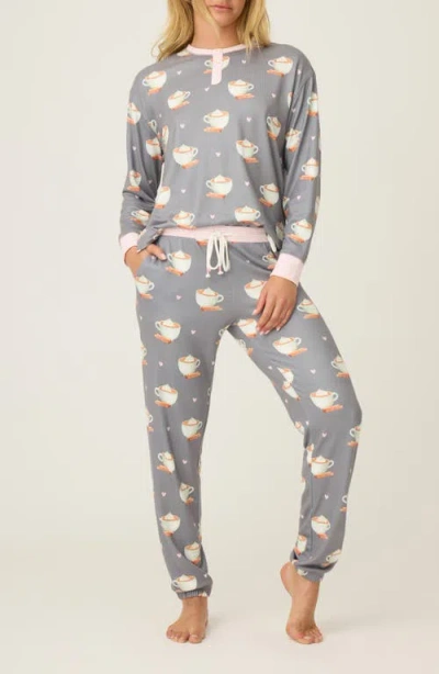 Pj Salvage Love You A Latte Pajamas In Gray