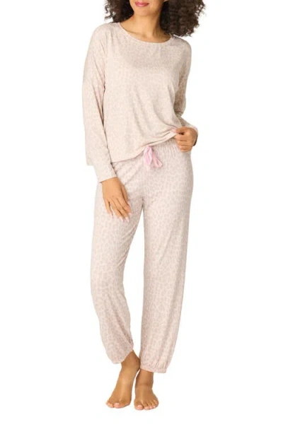 Pj Salvage Luxe Leopard Print Jersey Pajamas In White
