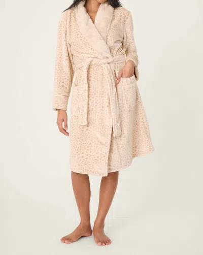 Pj Salvage Luxe Plush Leopard Print Robe In Champagne In Multi