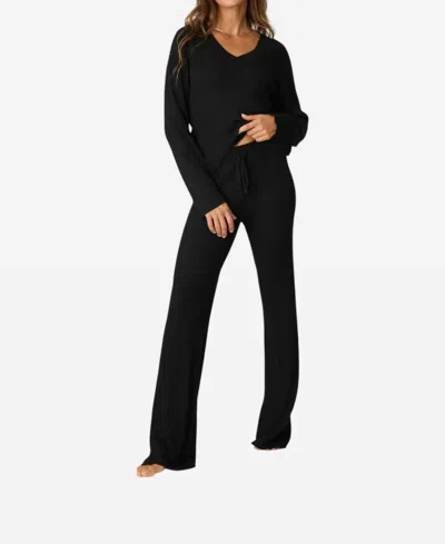 Pj Salvage Luxe Ribbed Lounge Set In Black