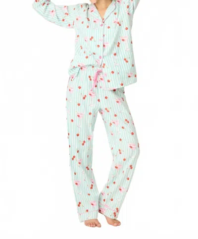 Pj Salvage Ma Cherie 3 Piece Matching Flannel Set In Light Mint In Blue