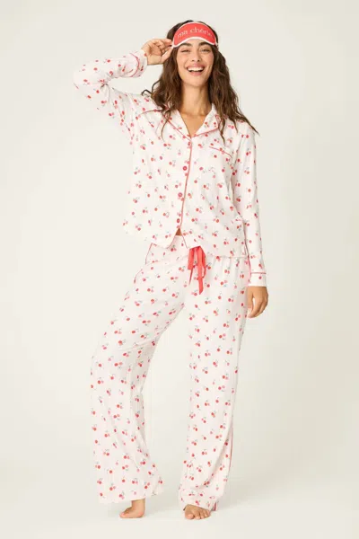 Pj Salvage Ma Cherie Valentines Pajama Set In Ivory / Pink Cherry Print