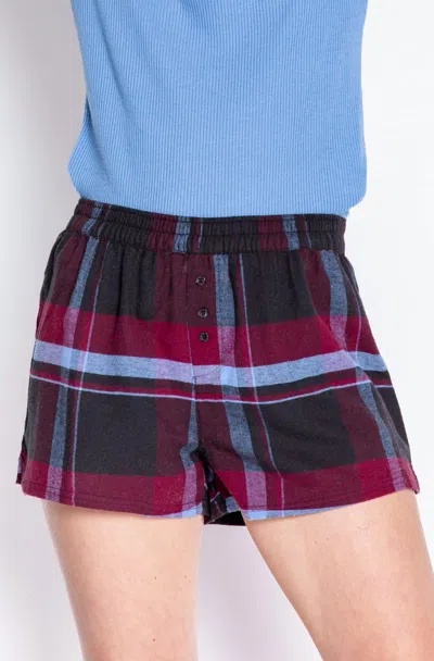 Pj Salvage Mad For Plaid Shorts In Charcoal In Black