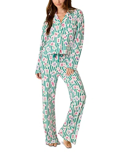 Pj Salvage Mahjong Queen Notched Collar Pajama Set In Multi