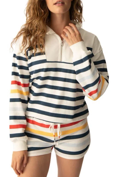 Pj Salvage Martime Quarter Zip Pullover In Ivory