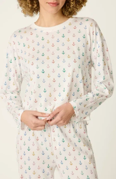 Pj Salvage Meet Me By The Sea Long Sleeve Pajama Top In White