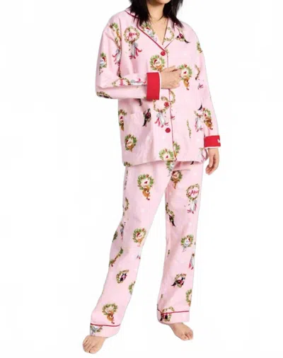 Pj Salvage Meowy Catmas Holiday Pajama Set In Blush