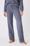 Pj Salvage Mixed Cable Stitch Drawstring Pants In Charcoal