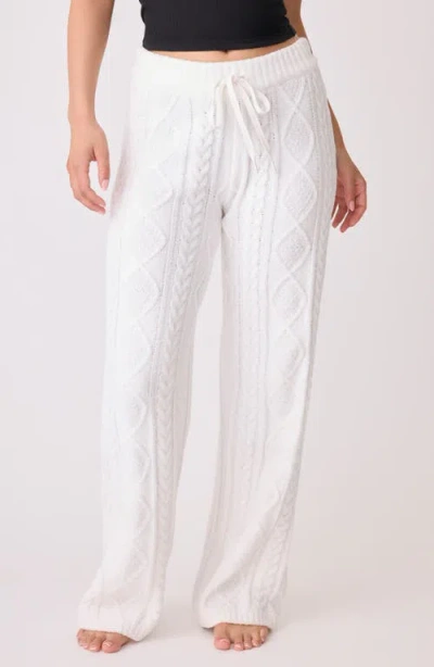 Pj Salvage Mixed Cable Stitch Drawstring Pants In Ivory