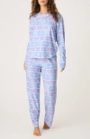 Pj Salvage Mountain Bound Snowflake-print Pajama Set In Denim