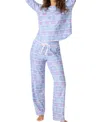 PJ SALVAGE MOUNTAIN BOUND THERMAL VELOUR PAJAMA SET IN BLUE