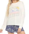 Pj Salvage Mountain Love Long Sleeve Lounge Top In Ivory In Multi
