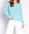 Pj Salvage Night And Day Long Sleeve Lounge Top In Sea Spray In Blue