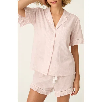 Pj Salvage On Cloud Nine Ruffle Trim Cotton Button-up Pajama Shirt In Neutral