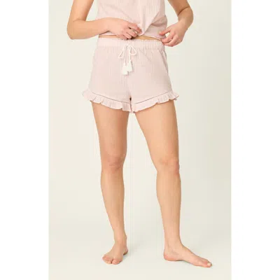 Pj Salvage On Cloud Nine Ruffle Trim Cotton Pajama Shorts In Pink