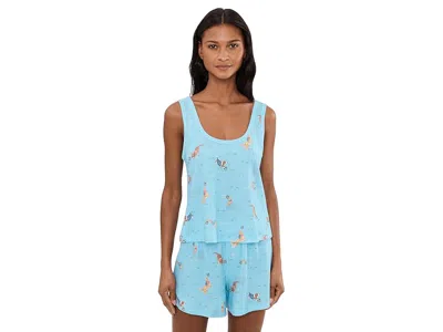 Pj Salvage P. J. Salvage Boyfriend Boxers Pajama Set Women's Pajama Sets Cloud Blue: Lg (us 10-12)