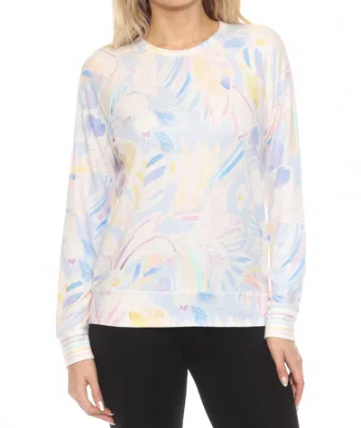 Pj Salvage Painterly Perfect Long Sleeve Lounge Top In Ivory In Multi