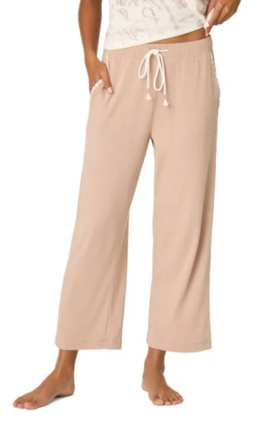 Pj Salvage Palms Away Crop Wide Leg Pants In Pink