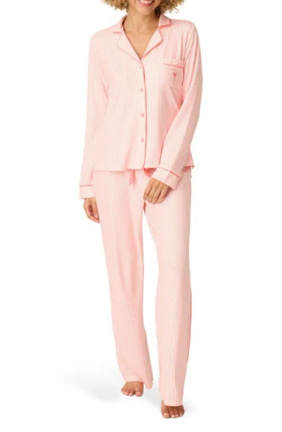 Pj Salvage Paloma Mama Stripe Long Sleeve Pajamas & Eye Mask Set In Pink