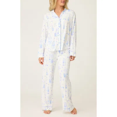 Pj Salvage Parisian Dreams Jersey Pajamas In White