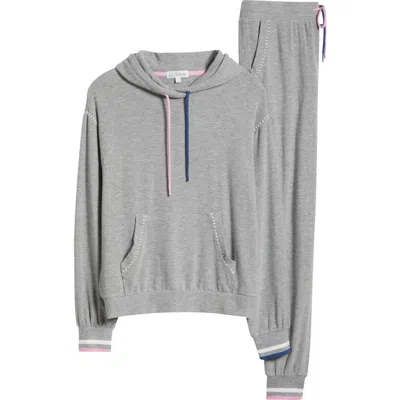 Pj Salvage Peach Party Hoodie Pajamas In Dark Heather Grey