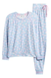 Pj Salvage Peachy Heart Print Jersey Pajamas In Blue