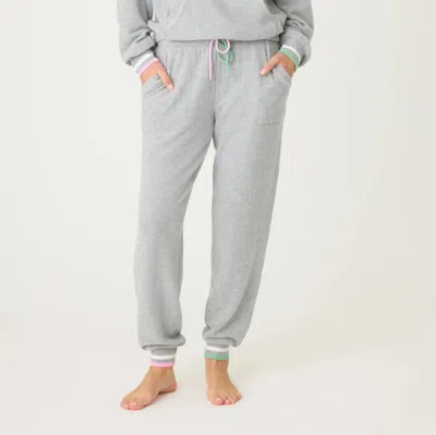Pj Salvage Peachy Party Banded Bottom Pant In Dark Heather In Grey