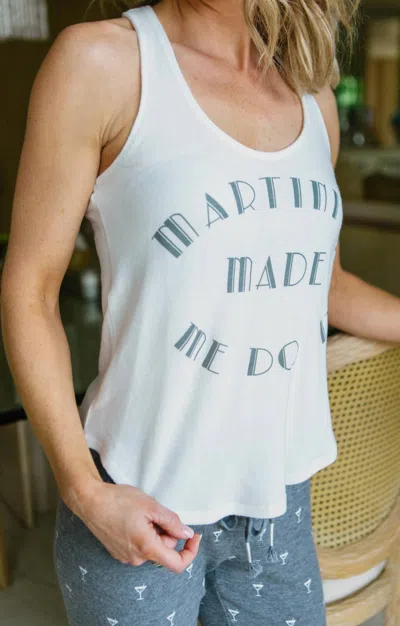 Pj Salvage Peachy Party Graphic Tank In Ivory - "martinis Made Me Do It" In Multi