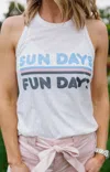 Pj Salvage Peachy Party Graphic Tank In Ivory "sundays Fun Days" In Multi