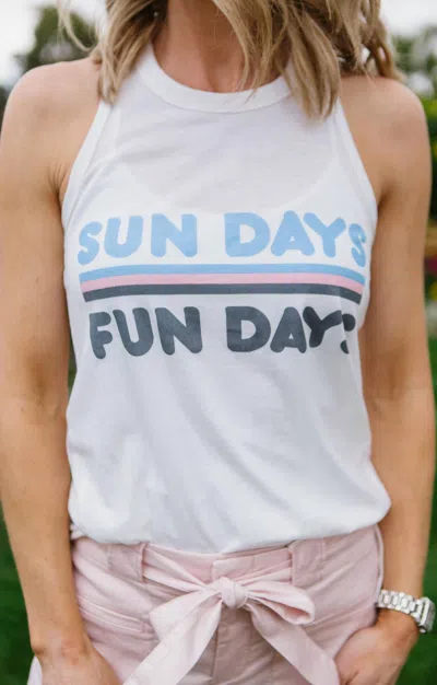 Pj Salvage Peachy Party Graphic Tank In Ivory "sundays Fun Days" In Multi