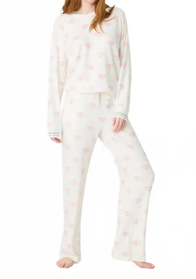 Pj Salvage Peachy Party Pickleball Pant In Ivory/ Pink In White