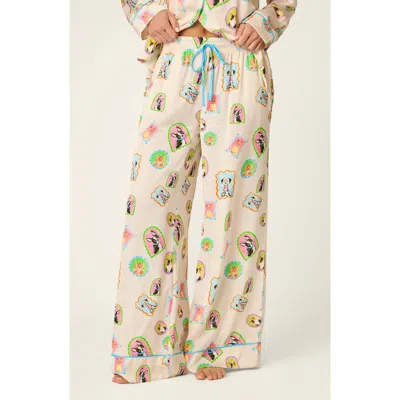 Pj Salvage Picture Purfect Wide Leg Pajama Pants In Beige Multi