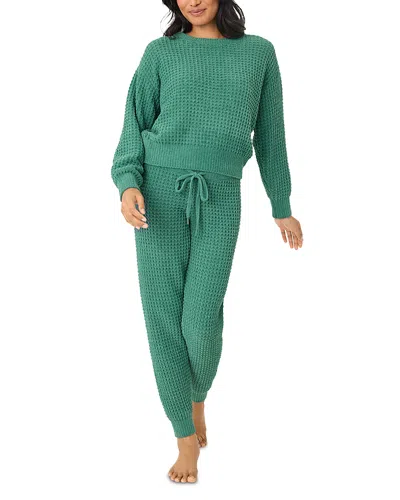 Pj Salvage Pj Savage Cozy Chenille Waffle-knit Pajama Set In Green