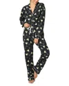Pj Salvage Pj Savage Printed Flannel Pajama Set In Black