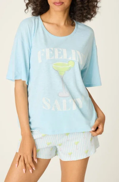 Pj Salvage Playful Print Graphic T-shirt In Blue