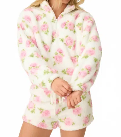 Pj Salvage Plush Half Zip Jacket In Rose In Beige