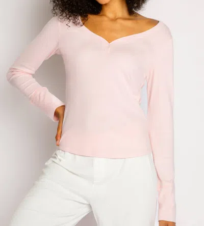 Pj Salvage Pointelle Hearts V-neck Top In Pink