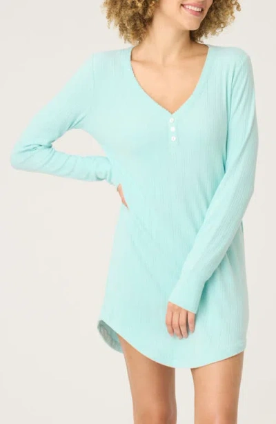 Pj Salvage Pointelle Knit Nightgown In Green