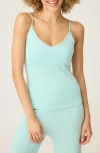 Pj Salvage Pointelle Lace Trim Poiintelle Camisole In Green