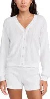 Pj Salvage Sweetheart Lace-trim Pointelle Cardigan In Ivory