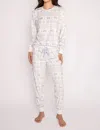 PJ SALVAGE POLAR BEAR EXPRESS LUXE MICRO VELOUR TOP AND PANT SET IN IVORY