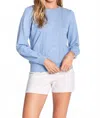 Pj Salvage Pretty In Pointelle Long Sleeve Lounge Sweater Top In Dusty Blue In Blue