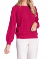 Pj Salvage Pretty In Pointelle Long Sleeve Lounge Sweater Top In Raspberry In Red