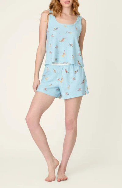 Pj Salvage Print Boyfriend Boxer Shorts Pajamas In Blue