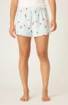 Pj Salvage Print Cotton Flannel Pajama Shorts In Blue
