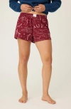 Pj Salvage Print Cotton Flannel Pajama Shorts In Red