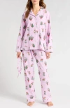 Pj Salvage Print Cotton Flannel Pajamas In Lavender Glow