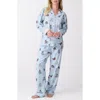 Pj Salvage Print Cotton Flannel Pajamas In Blue Tint