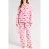 Pj Salvage Print Cotton Flannel Pajamas In Candy Pink