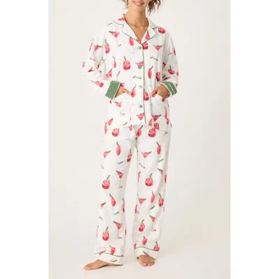 Pj Salvage Print Cotton Flannel Pajamas In Ecru